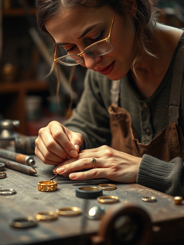 Goldschmiedin am Werktisch
